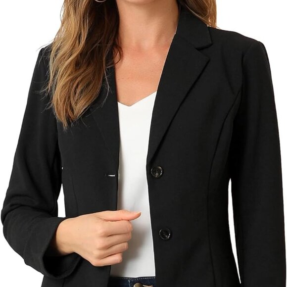 Women's Work Office Blazer Stretch Lapel Collar Long Sleeve Jacket Suit Blazer